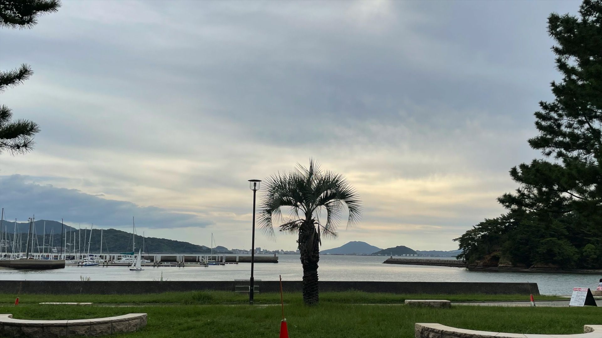 朝の姪浜マリーナと海辺の風景